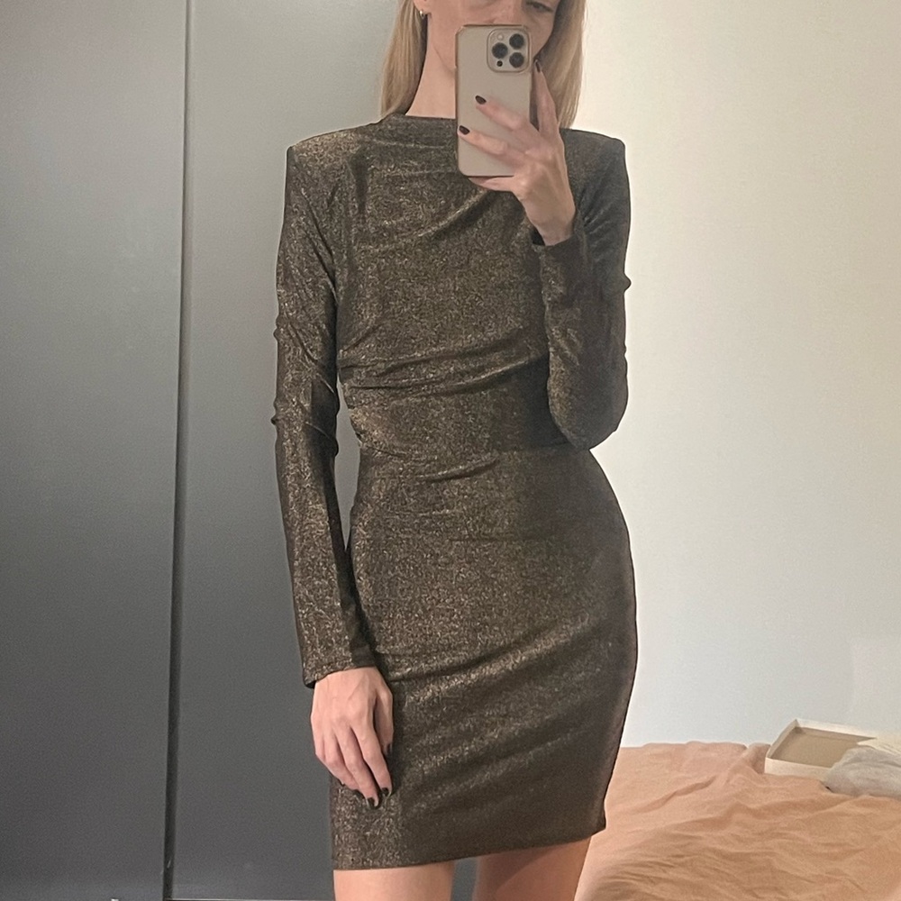 H&M black/gold shimmery mini dress